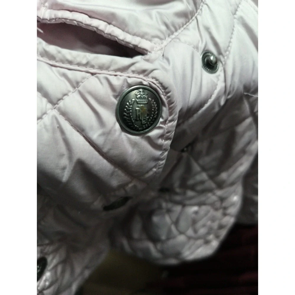 Ralph Lauren Baby Girls Plain Weave Quilted Jacket Pink Pockets Size 24 Months